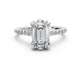 White gold Emerald Solitaire Diamond Engagement Ring with Pave Band and Six-Prong Setting_82