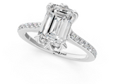 White gold Emerald Solitaire Diamond Engagement Ring with Pave Band and Six-Prong Setting_83