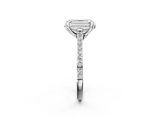 White gold Emerald Solitaire Diamond Engagement Ring with Pave Band and Six-Prong Setting_84