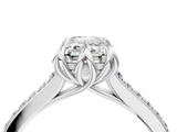 White gold Emerald Solitaire Diamond Engagement Ring with Pave Band and Six-Prong Setting_86