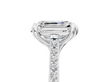 White gold Emerald Solitaire Diamond Engagement Ring with Pave Band and Six-Prong Setting_87