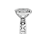 White gold Emerald Solitaire Diamond Engagement Ring with XO Engraved Band and Four-Prong Setting 5