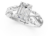 White gold Emerald Solitaire Diamond Leaf Vine Band with Prong Setting_38