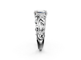 White gold Emerald Solitaire Diamond Leaf Vine Band with Prong Setting_41
