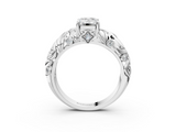 White gold Emerald Solitaire Diamond Leaf Vine Band with Prong Setting_42