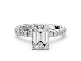 White gold Emerald Solitaire Diamond Pavé Band with Four-Prong Setting_63