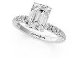 White gold Emerald Solitaire Diamond Pavé Band with Four-Prong Setting_64