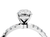 White gold Emerald Solitaire Diamond Pavé Band with Four-Prong Setting_67