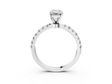 White gold Emerald Solitaire Diamond Pavé Band with Four-Prong Setting_69