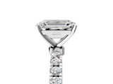 White gold Emerald Solitaire Diamond Pavé Band with Four-Prong Setting_71