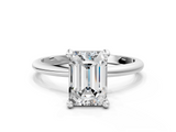 White gold Emerald Solitaire Diamond Ring with 4-Prong Setting on a Classic Band_3