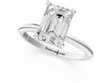 White gold Emerald Solitaire Diamond Ring with 4-Prong Setting on a Classic Band_4