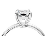 White gold Emerald Solitaire Diamond Ring with 4-Prong Setting on a Classic Band_7