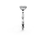 White gold Emerald Solitaire Diamond Ring with Bamboo Band and Four-Prong Setting_85