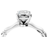 White gold Emerald Solitaire Diamond Ring with Bamboo Band and Four-Prong Setting_88