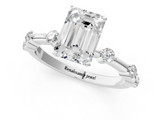 White gold Emerald Solitaire Diamond Ring with Bezel Set Side Stones and Prong Setting_42