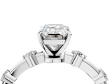 White gold Emerald Solitaire Diamond Ring with Bezel Set Side Stones and Prong Setting_45