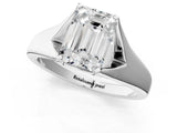 White gold Emerald Solitaire Diamond Ring with Cathedral Band and Four-Prong Setting_67