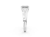 White gold Emerald Solitaire Diamond Ring with Cathedral Band and Four-Prong Setting_68