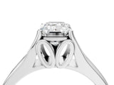 White gold Emerald Solitaire Diamond Ring with Cathedral Band and Four-Prong Setting_70
