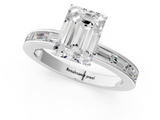 White gold Emerald Solitaire Diamond Ring with Channel-Set Baguette Band and Four-Prong Setting_120
