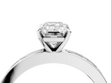 White gold Emerald Solitaire Diamond Ring with Channel-Set Baguette Band and Four-Prong Setting_123