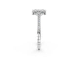 White gold Emerald Solitaire Diamond Ring with Channel Set Band and Bezel Prong Setting_58