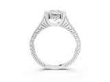 White gold Emerald Solitaire Diamond Ring with Channel Set Band and Bezel Prong Setting_59
