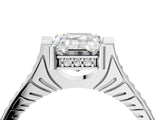 White gold Emerald Solitaire Diamond Ring with Channel Set Band and Bezel Prong Setting_60