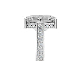 White gold Emerald Solitaire Diamond Ring with Channel Set Band and Bezel Prong Setting_61