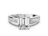 White gold Emerald Solitaire Diamond Ring with Channel-Set Band and Four-Prong Setting_38