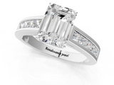 White gold Emerald Solitaire Diamond Ring with Channel-Set Band and Four-Prong Setting_39