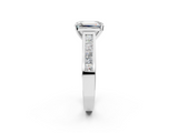 White gold Emerald Solitaire Diamond Ring with Channel-Set Band and Four-Prong Setting_40