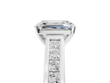 White gold Emerald Solitaire Diamond Ring with Channel-Set Band and Four-Prong Setting_43
