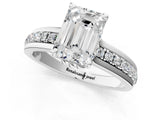 White gold Emerald Solitaire Diamond Ring with Channel Set Band and Six-Prong Setting_52