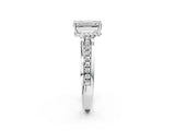 White gold Emerald Solitaire Diamond Ring with Channel Set Band and Six-Prong Setting_52