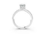 White gold Emerald Solitaire Diamond Ring with Channel Set Band and Six-Prong Setting_54