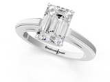 White gold Emerald Solitaire Diamond Ring with Four-Prong Setting and Classic Band_36