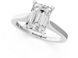 White gold Emerald Solitaire Diamond Ring with Four-Prong Setting and Tapered Band 2