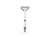White gold Emerald Solitaire Diamond Ring with Four-Prong Setting and Tapered Band 3
