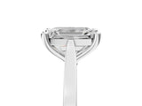 White gold Emerald Solitaire Diamond Ring with Four-Prong Setting and Tapered Band