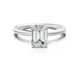 White gold Emerald Solitaire Diamond Ring with Four-Prong Setting on a Plain Band_20