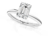 White gold Emerald Solitaire Diamond Ring with Four-Prong Setting on a Plain Band_21