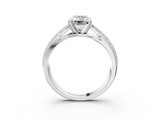 White gold Emerald Solitaire Diamond Ring with Milgrain Pavé Band and Four-Prong Setting_160
