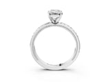 White gold Emerald Solitaire Diamond Ring with Milgrain and Black Enamel X Pattern Band_137