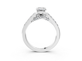 White gold Emerald Solitaire Diamond Ring with Pavé Band and Four-Prong Setting_161
