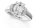 White gold Emerald Solitaire Diamond Ring with Pave Band and Six-Prong Setting_52