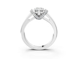 White gold Emerald Solitaire Diamond Ring with Pave Band and Six-Prong Setting_53