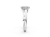 White gold Emerald Solitaire Diamond Ring with Pave Band and Six-Prong Setting_53