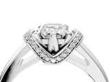 White gold Emerald Solitaire Diamond Ring with Pave Band and Six-Prong Setting_55